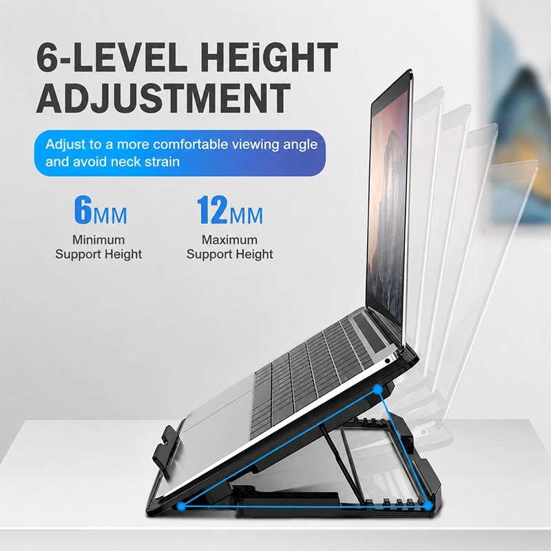 13-17inch Laptop Cooling Pad With 6 Quiet Fans, 6 Height Wind Speed photo 8