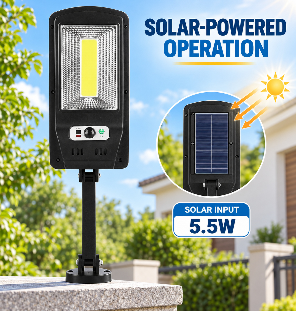 Solar Powered Rechargeable Motion Sensor Waterproof LED Work Light 10W 1500mAh For W756 1 Battery photo 8