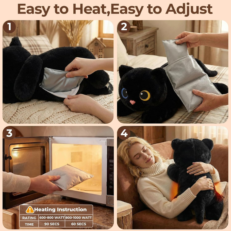Weighted Black Cat Plush Stuffed Animal, Heatable & Coolable Weighted Plush Toy, Soft Comfort Cat Pillow For Relaxation, 2-5 Lbs photo 3