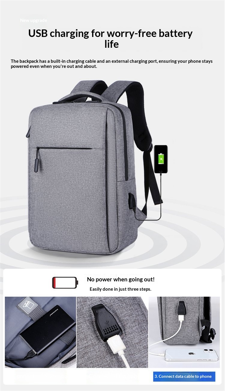 New Backpack For Men, Large Capacity Backpack, Multifunctional Backpack, Business Computer Bag, USB Charging Backpack - Blue photo 4