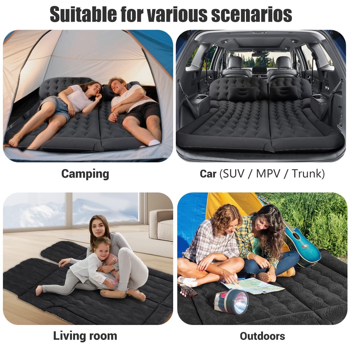 Car SUV Air Bed Sleep Travel Inflatable Mattress Seat Cushion Mat Camping W Pump photo 6