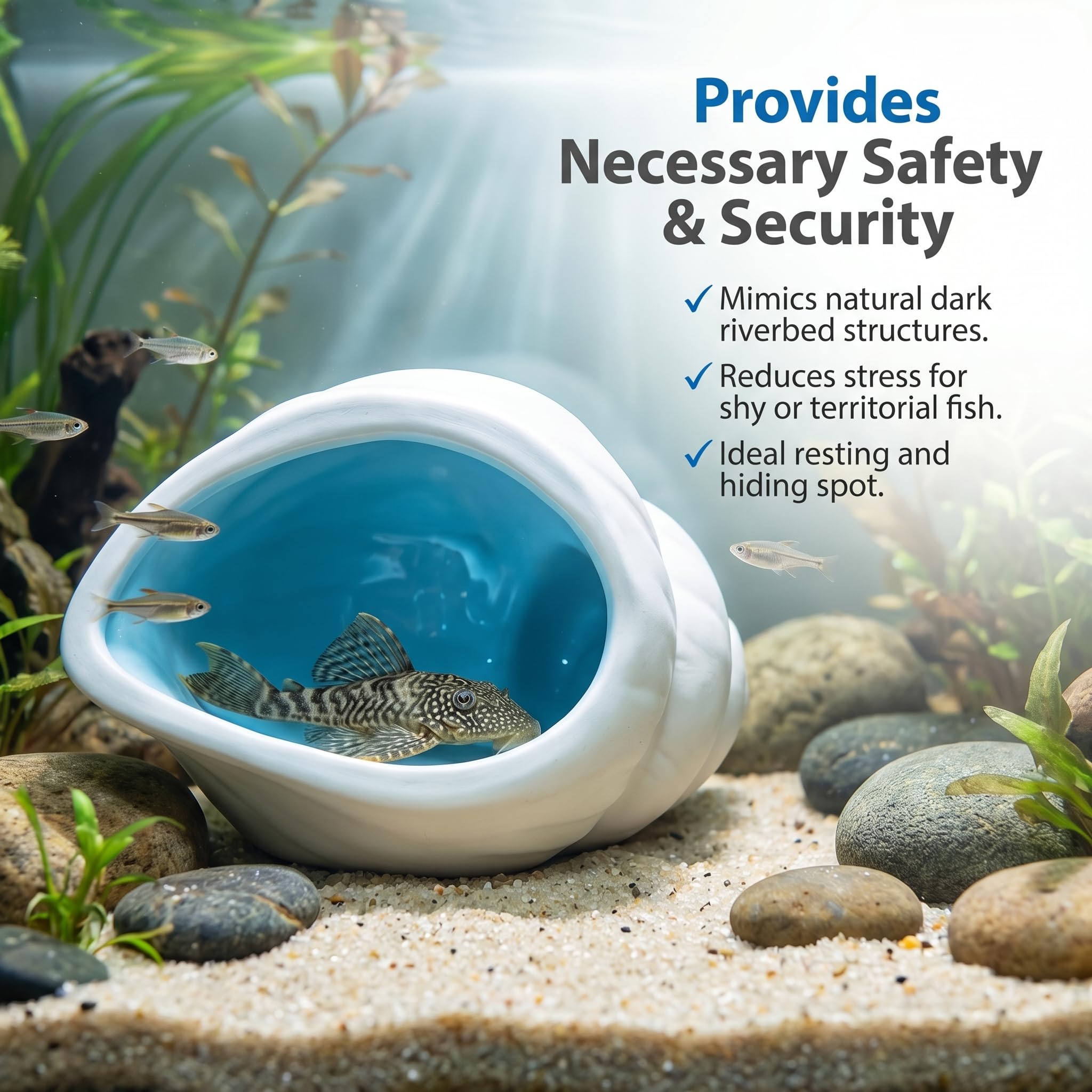 Ceramic Aquarium Cave For Betta Fish Tank Decor, White Conch Shell Hideout, Smooth Glaze Fish Tank Accessories & Decorations For Betta Fish, Shrimp, Pleco photo 5
