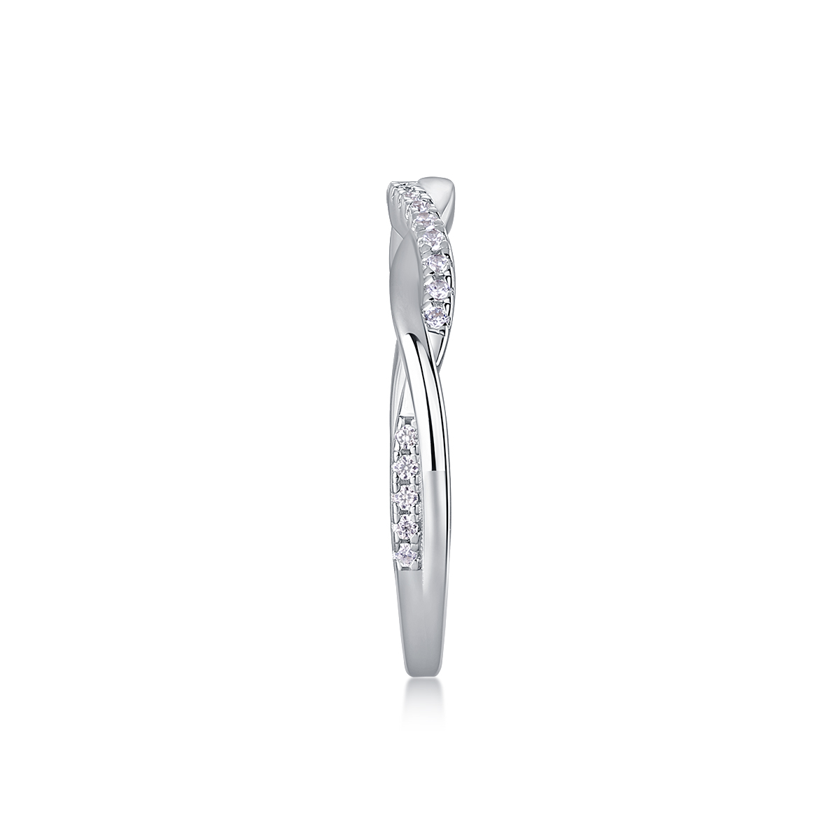 S925 Silver 1.9g Platinum Plated Moissanite Ring, Twisted Pave Band, D VVS1 GRA US 5-9 photo 3