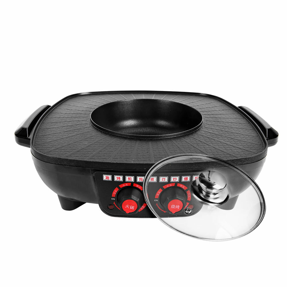 Electric 2 In 1 Hot Pot BBQ Oven Smokeless Barbecue Pan Grill Hotpot Machine AU photo 8