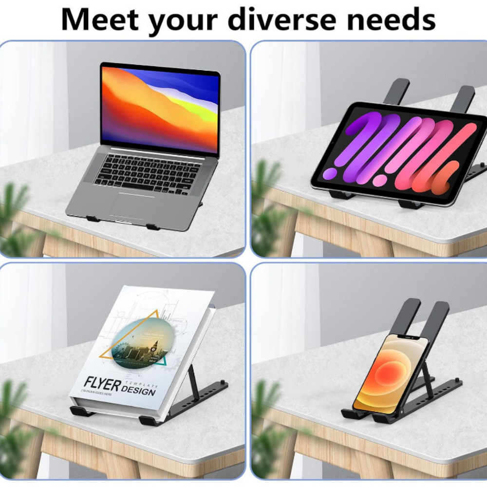 Aluminum Adjustable Foldable Laptop Stand With Desk Riser Holder For Notebooks photo 2