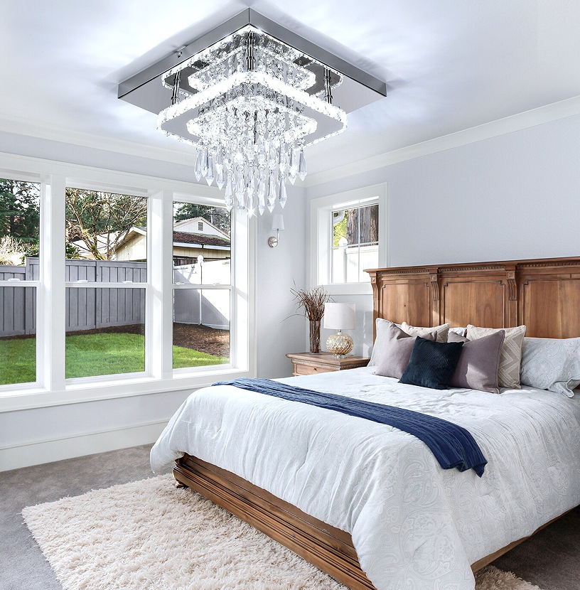 30CM Modern LED Crystal Ceiling Light Square Minimalist Lamp Living Room Bedroom photo 4