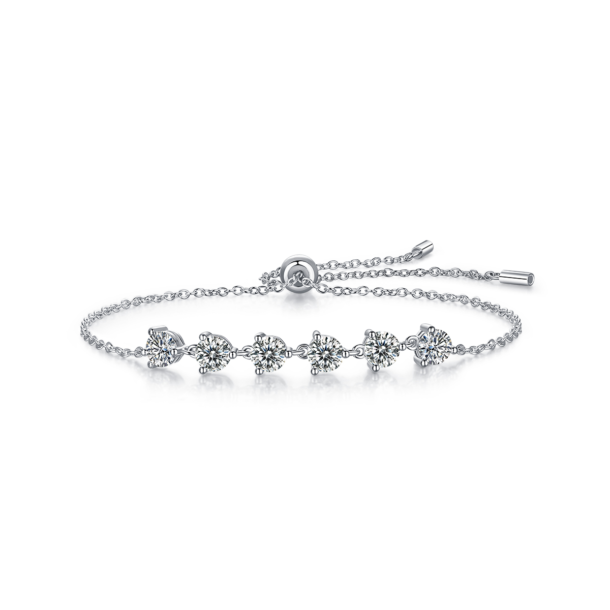 S925 Silver 2.6g Adjustable Bolo Bracelet, 6x 0.5ct D VVS1 Moissanite, 19cm, GRA Certified photo 4