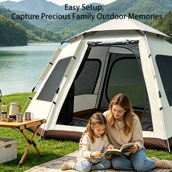 Cream White Instant Pop Up Tent - 3 Second Quick Setup Outdoor Shelter, Windproof Waterproof With Panoramic Mesh Skylight, Extra Spacious Sunshade Canopy For Picnic, Beach, Backyard, Music Festival photo 5