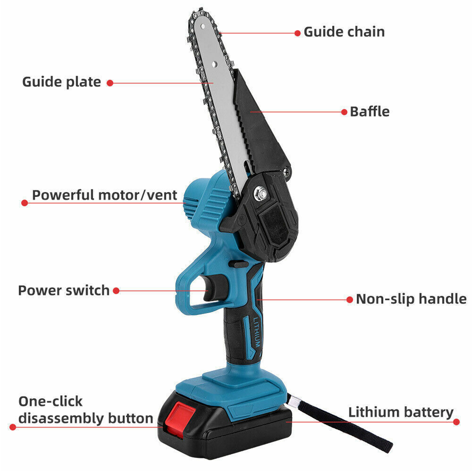 6in Chainsaw Cordless Rechargeable Wood Cutter Saw Chain Saws Electric photo 2
