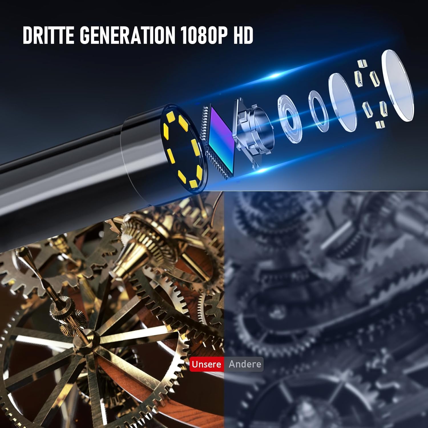 HD Dual-Lens Waterproof Endoscope Camera With Built-in Lights  Inspection Endoscope photo 5