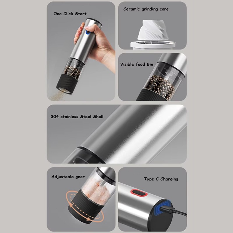2PCS Electric Salt And Pepper Grinder Auto Mill Shaker Adjustable Coarseness V photo 3