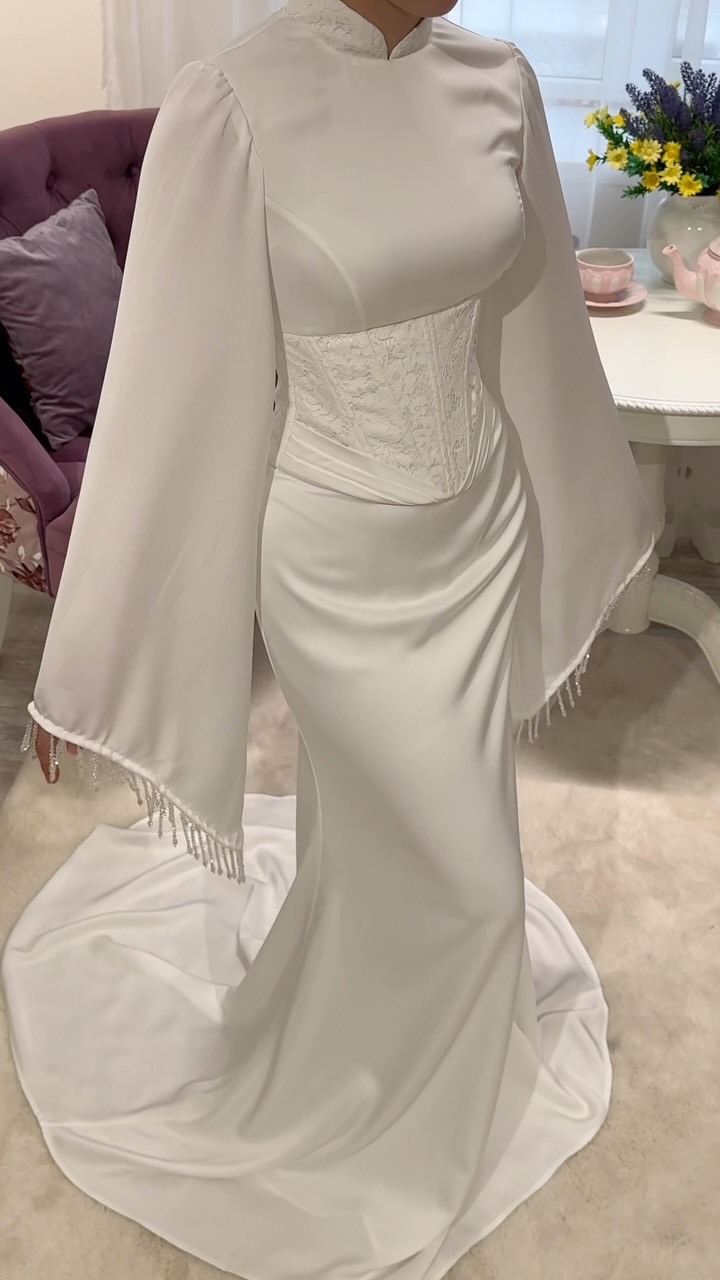 Satin Lace Corset Mermaid Maxi Gown photo 4
