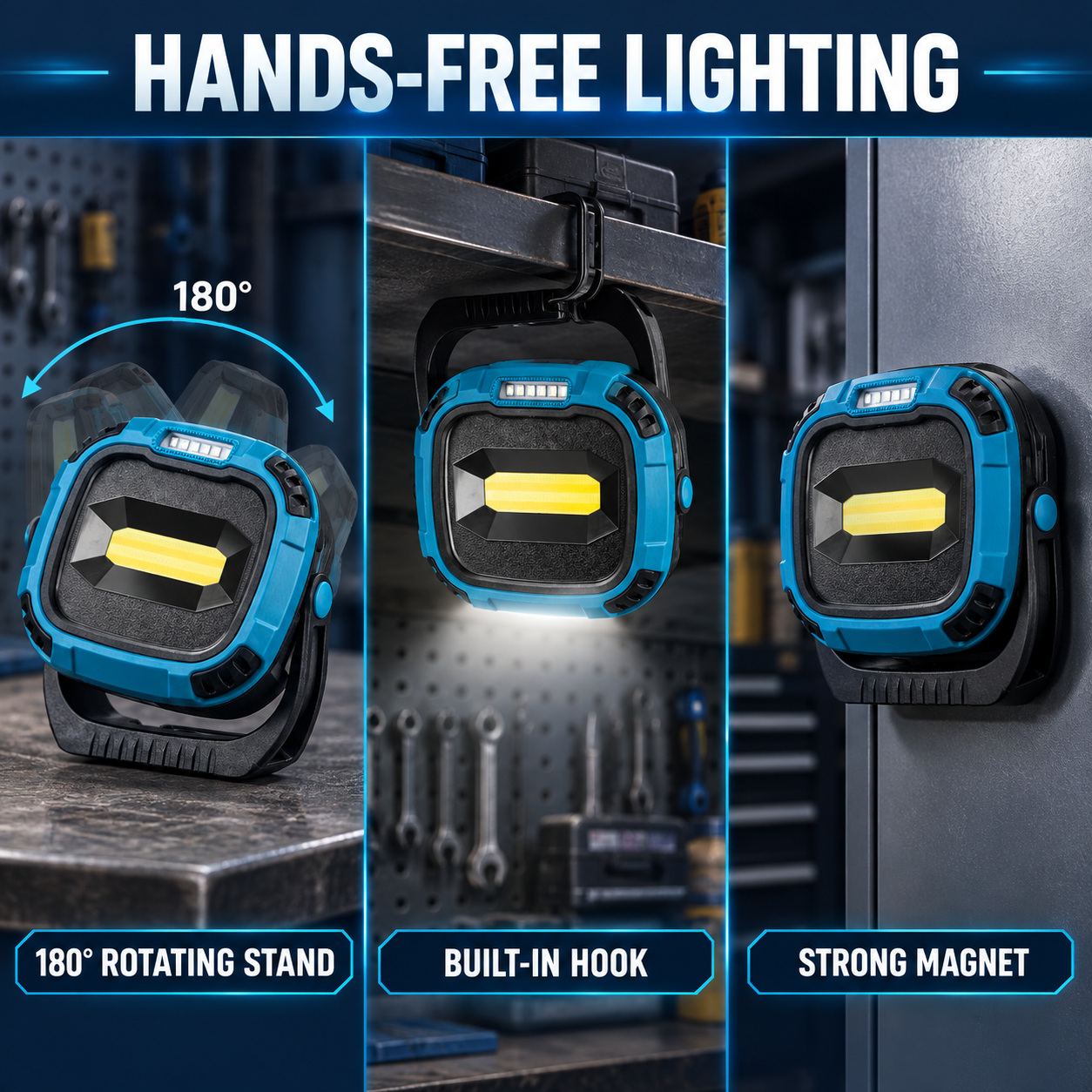 Rechargeable Magnetic Battery Display Type C LED Work Light Base Hanging W895 2 Adjustable Stand photo 8