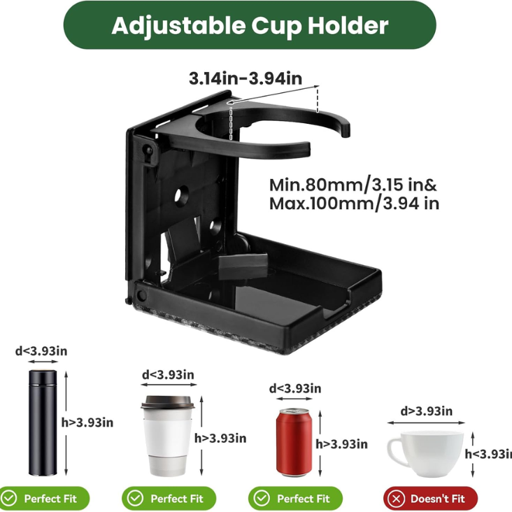 2pcs Foldable Wall Cup Holder Boat Cup Holder 2.36 3.94 Adjustable photo 2