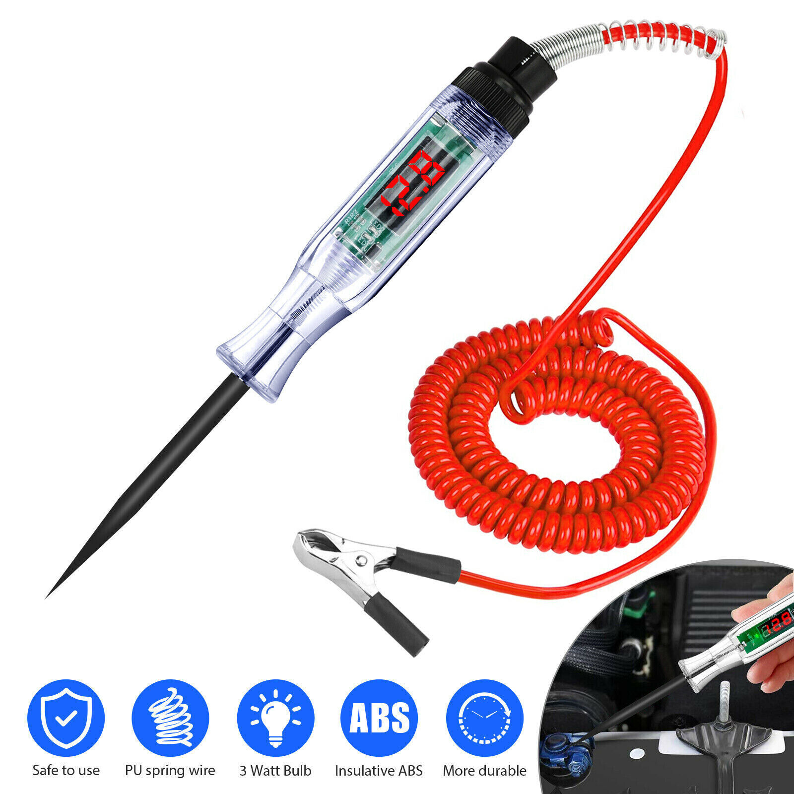 6V 12V 24V Auto Car Electrical Circuit Voltage Tester Led Light Test Probe Pen photo 3
