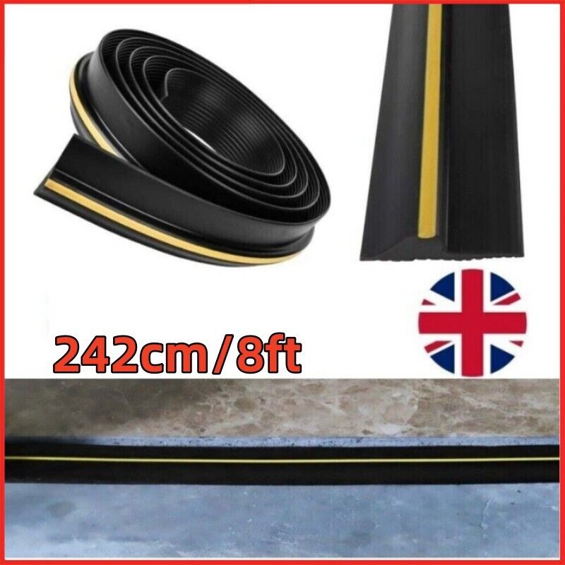 8ft Universal Seal Garage Door Floor Threshold Black Rubber Safety Strip photo 1
