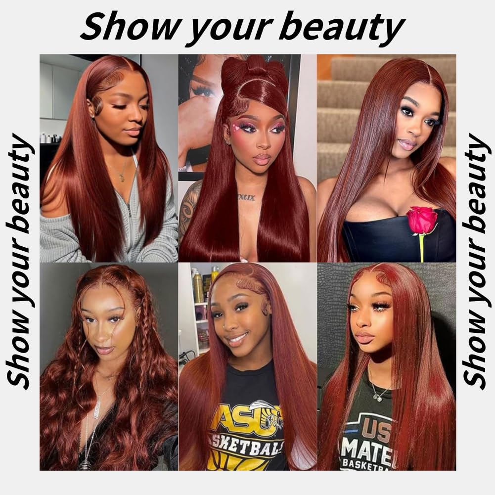 Reddish-brown 10-inch Straight 13x6 Lace Front Human Hair Wig, Density. photo 2