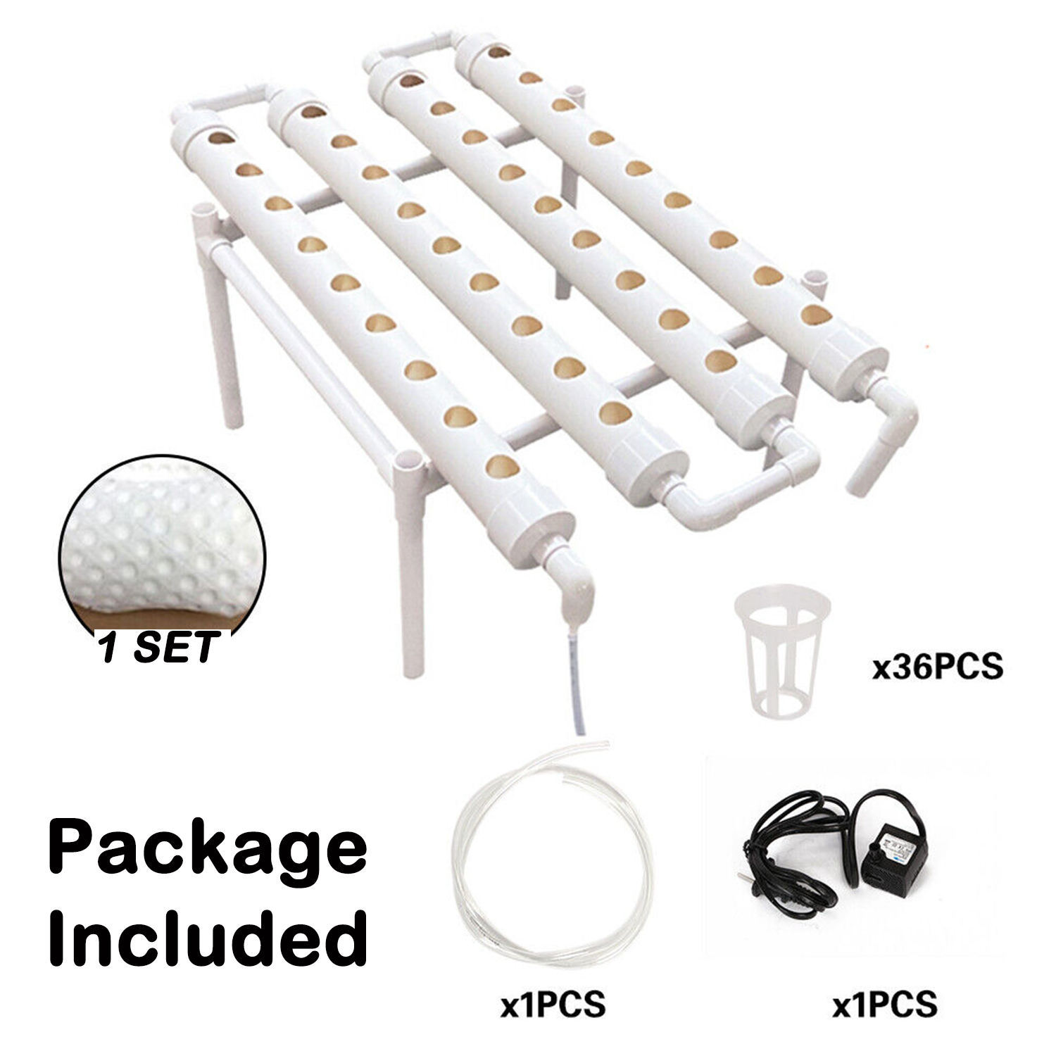 36 Sites Hydroponic Grow Tool Kits Vegetable Garden System Home Water Pump PVC photo 4