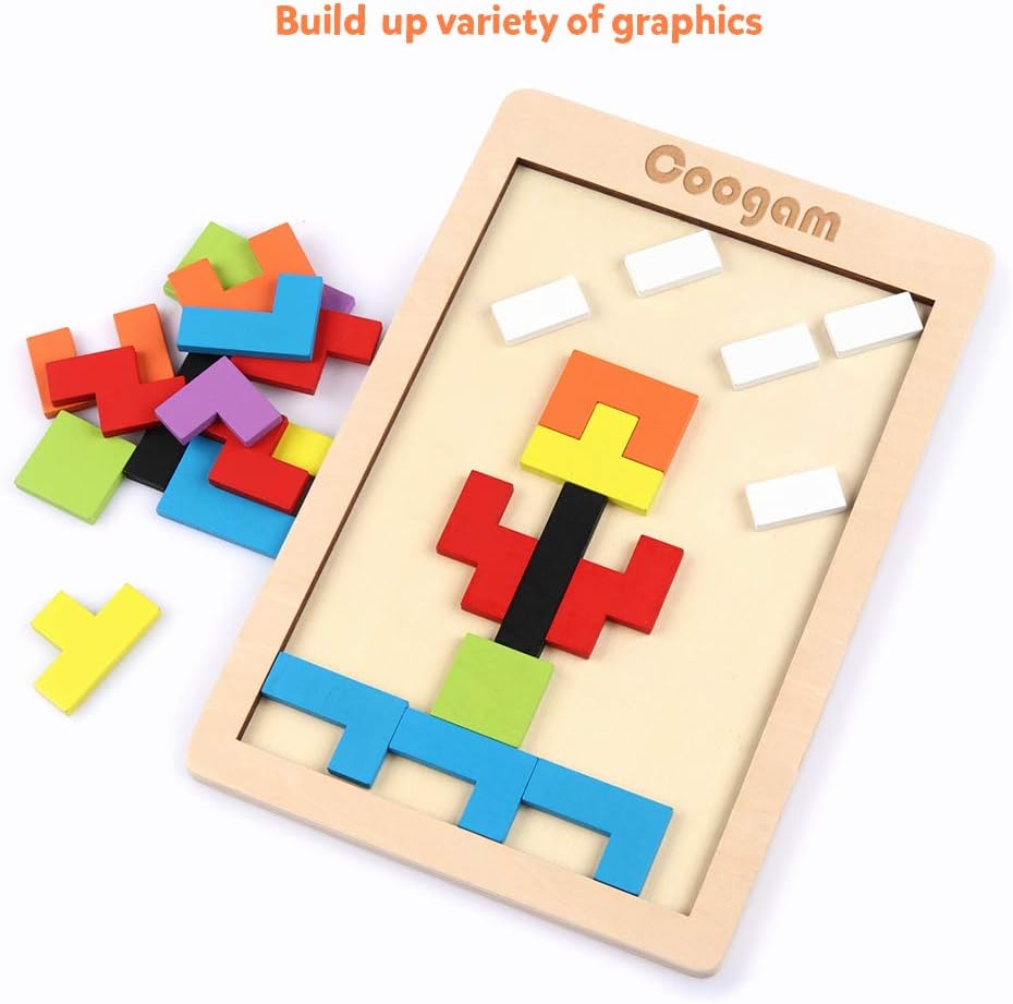Wooden Puzzle Brain Teaser Toy, Tangram Jigsaw Puzzle Game For Kids And Adults, Creative Logic And Problem Solving Activity photo 5