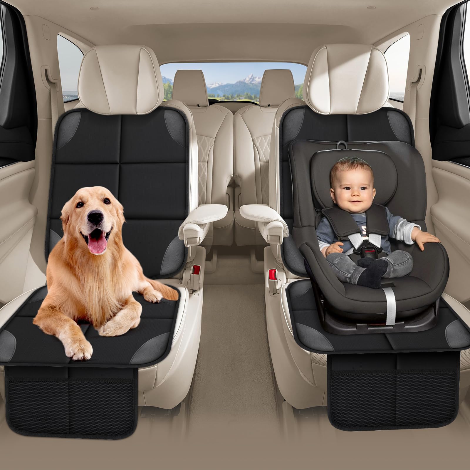 Car Seat Protector 2 Mesh Pocket Waterproof Car Seat Covers, Universal Size, Baby, Pet, Children's Car Seat Protector, Anti Slip Bottom  1 Piece photo 8