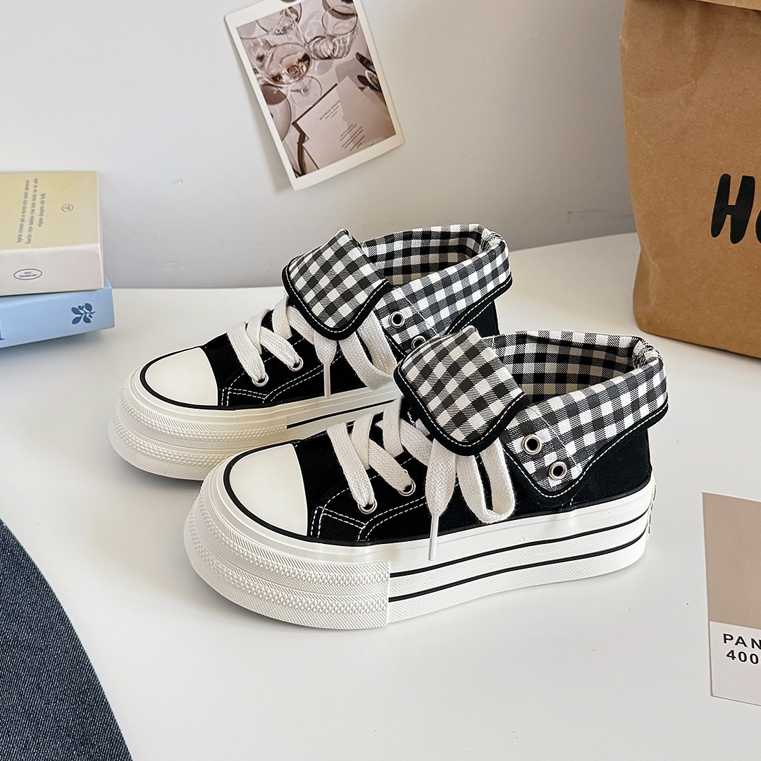 2025 New Korean Style Women's Platform Canvas Shoes, Two Ways To Wear, Summer Thin Breathable High-Top Casual Sneakers photo 3