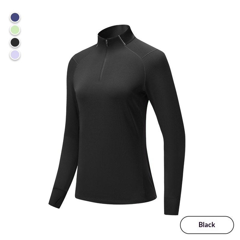 Workout Clothes Men's And Women's Same Spring And Autumn Half Zipper High Collar Quick-drying Long Sleeve Outdoor Sports Training Running Cycling Clothes photo 3
