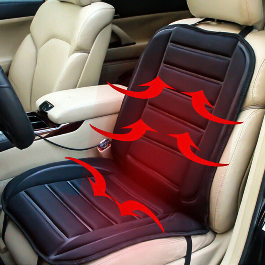 Heated Car Seat Pad 12V -Auto Heating Cushion, Comfortable Warmer, Universal Fit photo 1