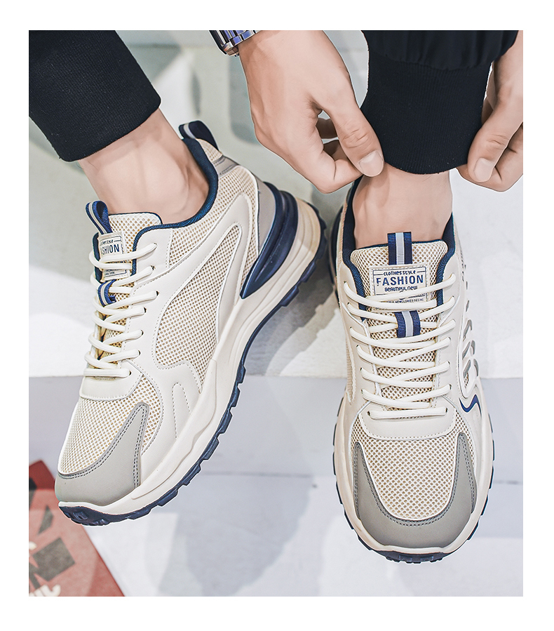 New Men's Breathable Mesh Sports Shoes, Korean Trendy Versatile Thick Sole Casual Dad Sneakers, Fashion Footwear For Men photo 2