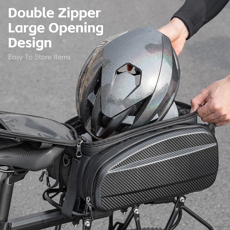 General Bicycle Rear Bag Hard Shell Expandable Bike Pannier Rack Pack Bag photo 5