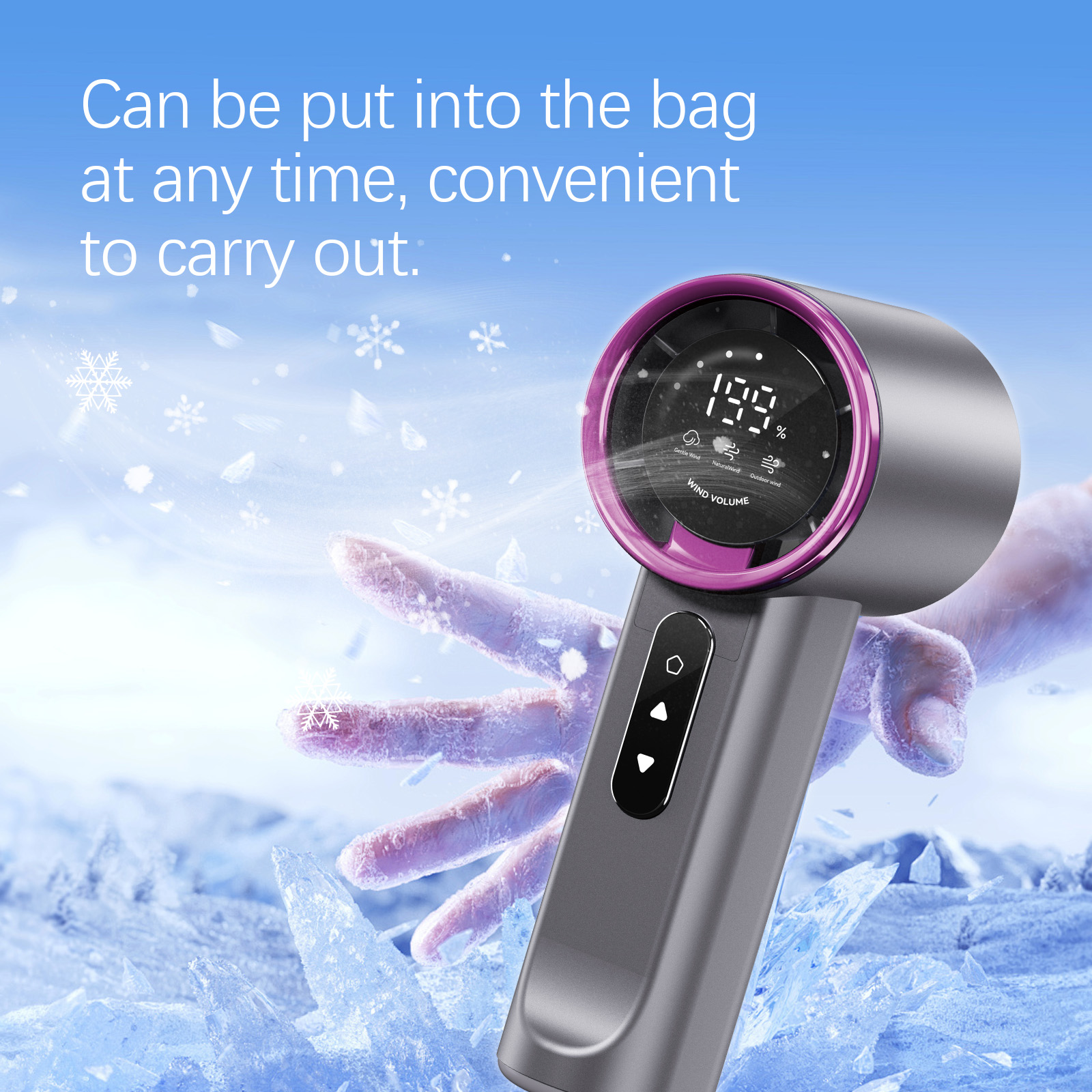High-speed Handheld Fan Gray-purple photo 3