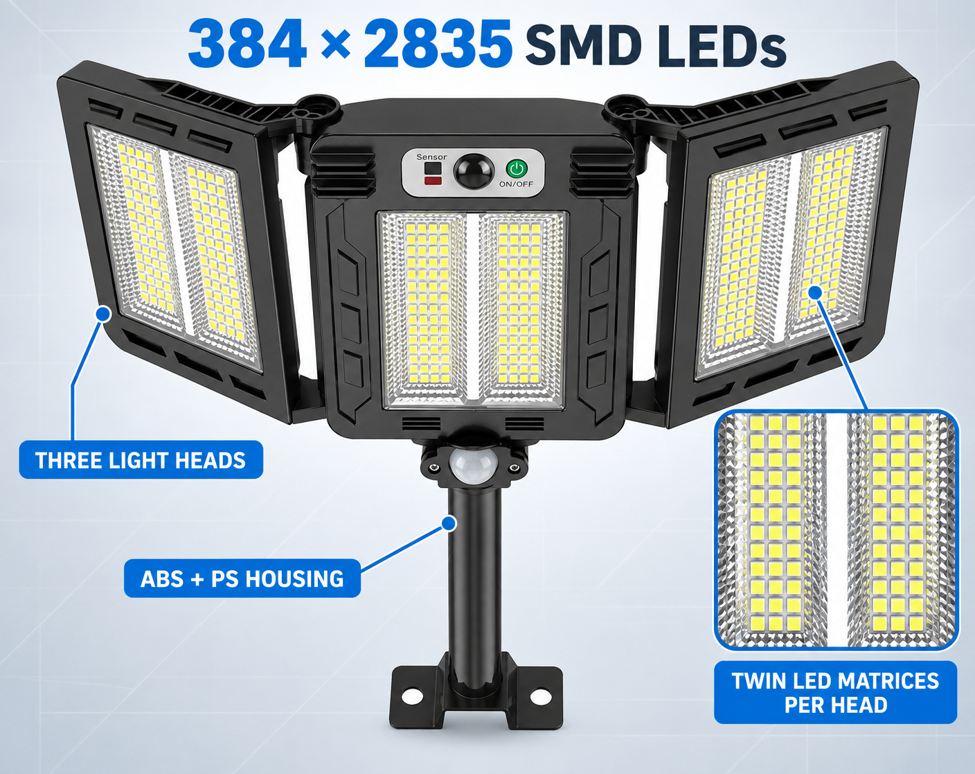 Solar Powered Rechargeable Motion Sensor LED Work Light 3000mAh For Auto W785 2 Battery Street photo 5