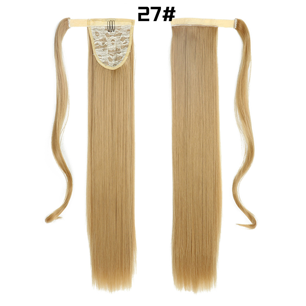 European And American Long Straight Hair Velcro Ponytail photo 2