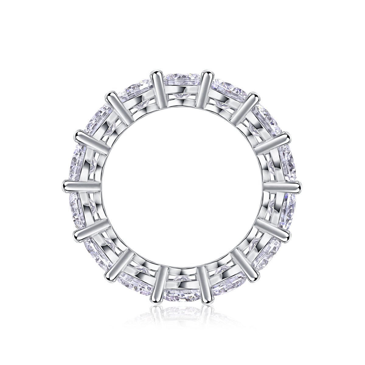 S925 Silver 3.5g Platinum Plated Moissanite Eternity Ring, 5.0mm 13pcs D VVS1 Band, GRA Certified US 5-9 photo 2