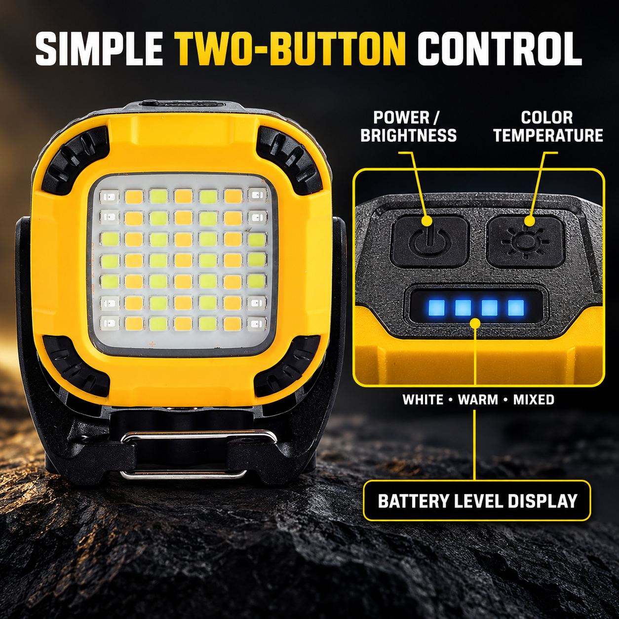 Rechargeable Magnetic Battery Display Type C LED Work Light Base Hanging W8129 2 Flood Hook photo 7