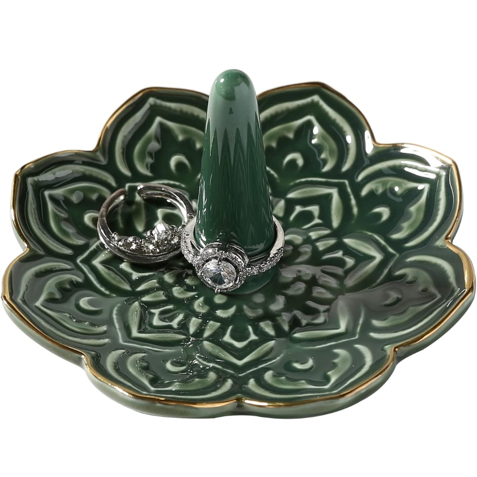 Ceramic White Mandala Jewelry Holder Decorative Ring Holder Trinket Tray Engagement Wedding Birthday Gifts For Women Her photo 4