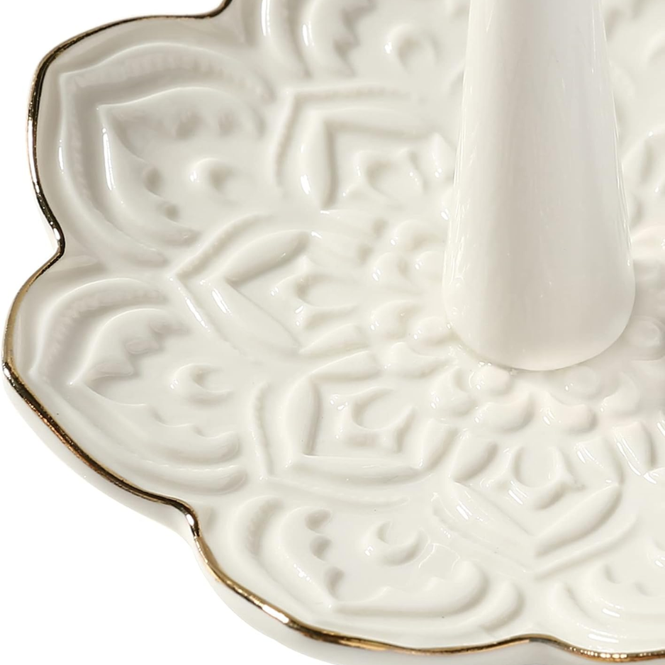 Ceramic White Mandala Jewelry Holder Decorative Ring Holder Trinket Tray Engagement Wedding Birthday Gifts For Women Her photo 3
