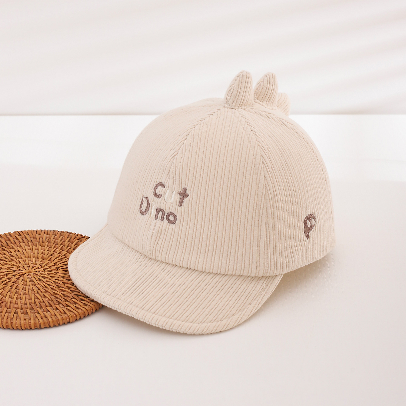 Boys And Girls' Corduroy Striped Embroidered Letter Cartoon Baseball Cap With A Top Band Suitable For Daily Outdoor Outings photo 6