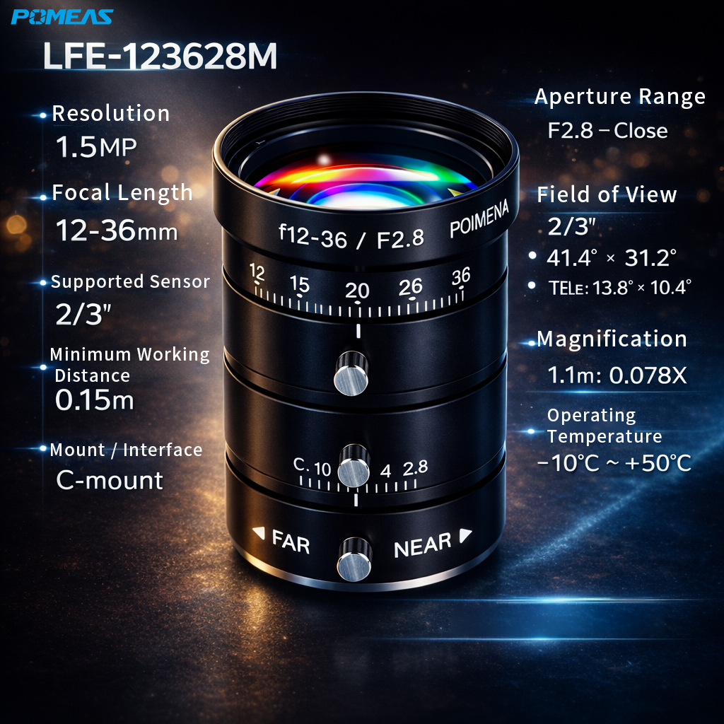 LFE-123628M 12-36mm F2.8 5MP Varifocal Machine Vision Lens For 2     3 Inch Industrial Cameras photo 3