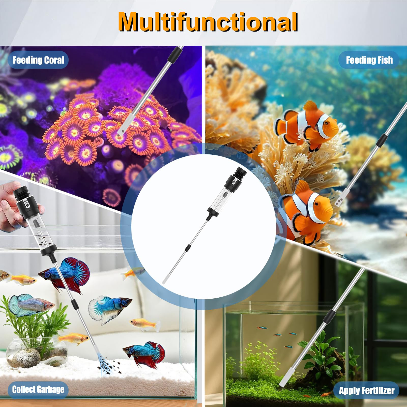 Carefree Fish Aquarium Siphon Upgraded Turkey Baster Fish Poops Collector Feeding Tube For Fish And Coral photo 4