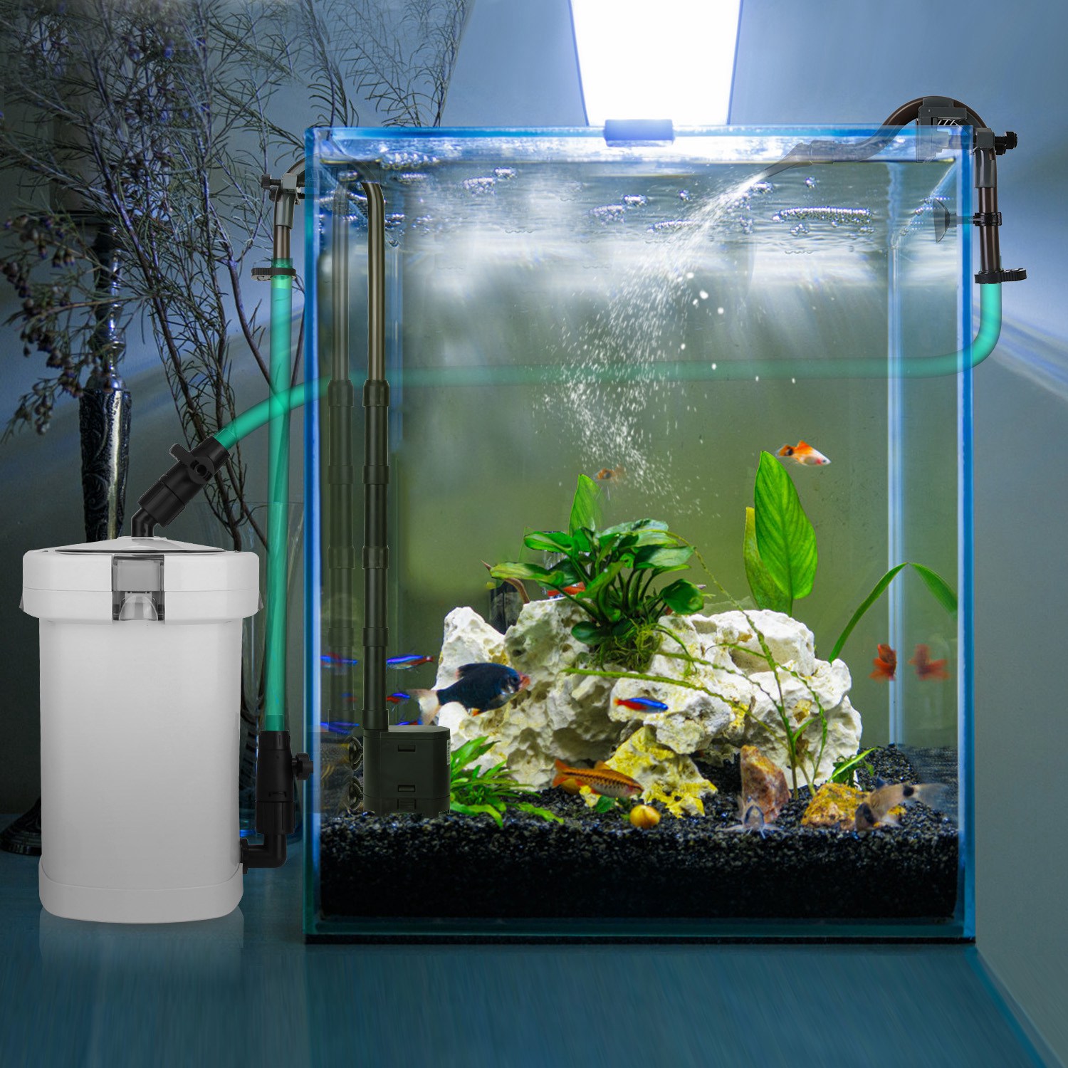 1Pc 3-Stage External Canister Filter For Aquarium Fish Tank With 600L-H Flow Rate 35.4in Max Height 6W Easy Installation Silent photo 7