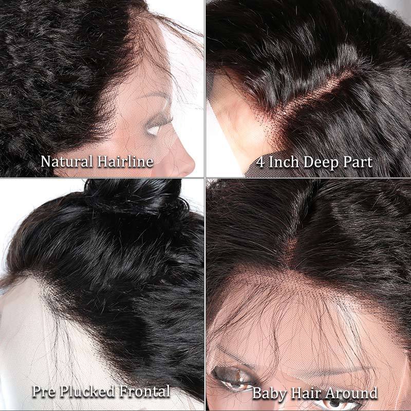 13x4 Lace Front Human Hair Wig Natural Color Deep Wave Density photo 3