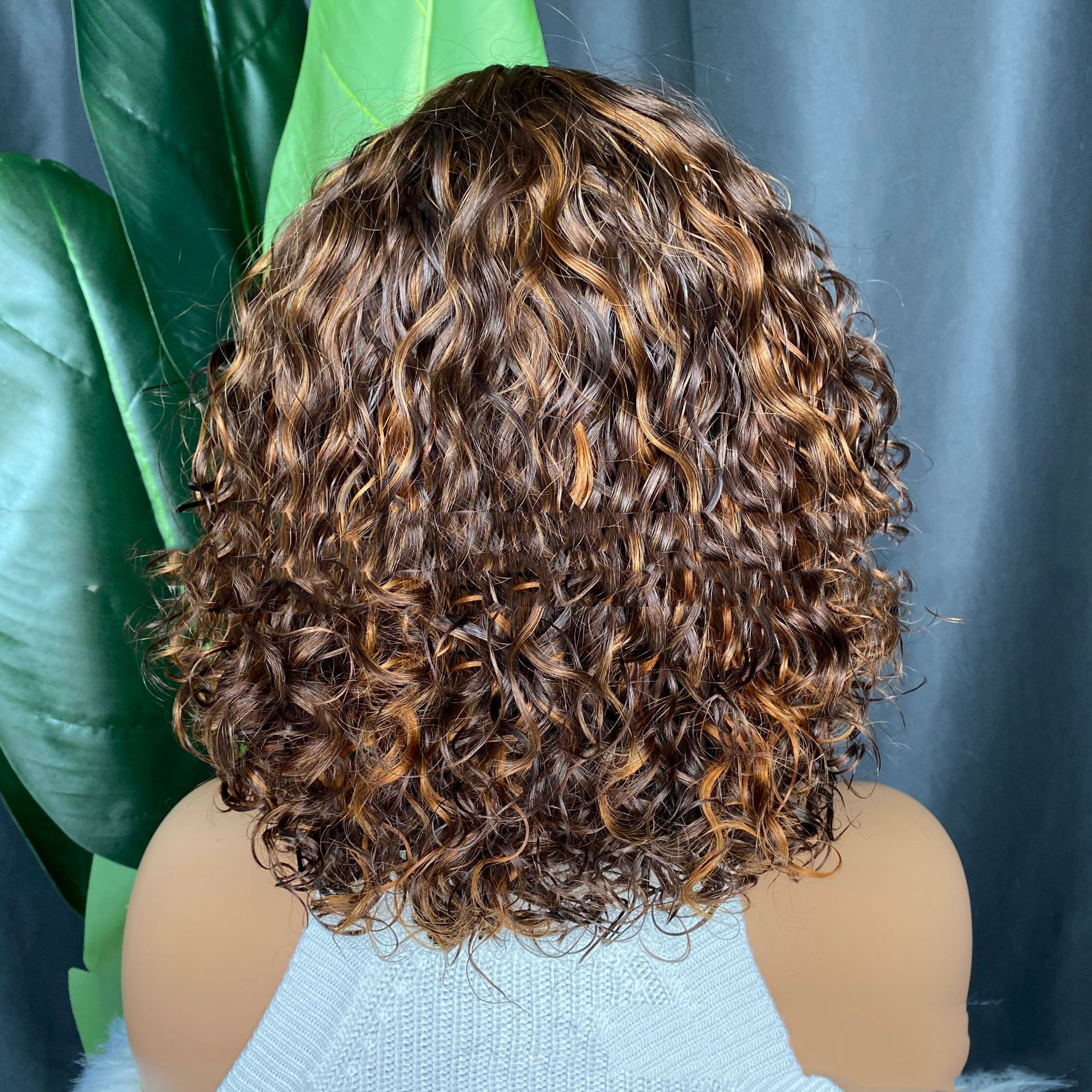 Curly Human Hair Wig Full Machine Made photo 2