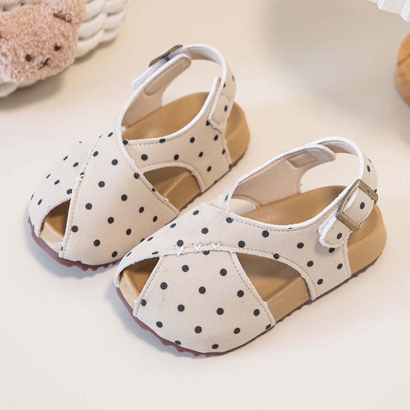 2026 Summer New Girls Polka Dot  Sandals, Kids Retro Open Toe Beach Shoes, Soft Sole Casual Shoes photo 4