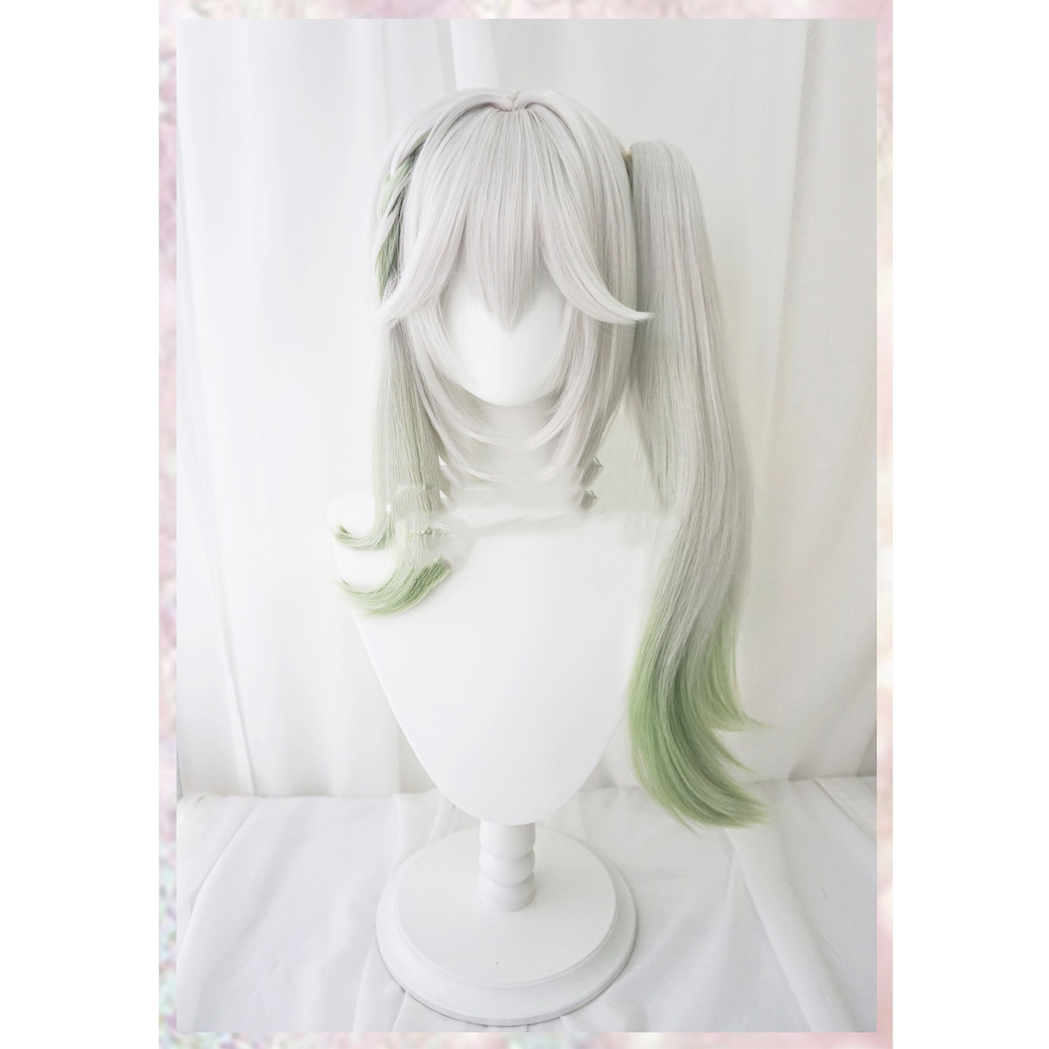 Grass God Nasida Gradient Simulation Scalp Single Ponytail Cosplay Wig photo 2