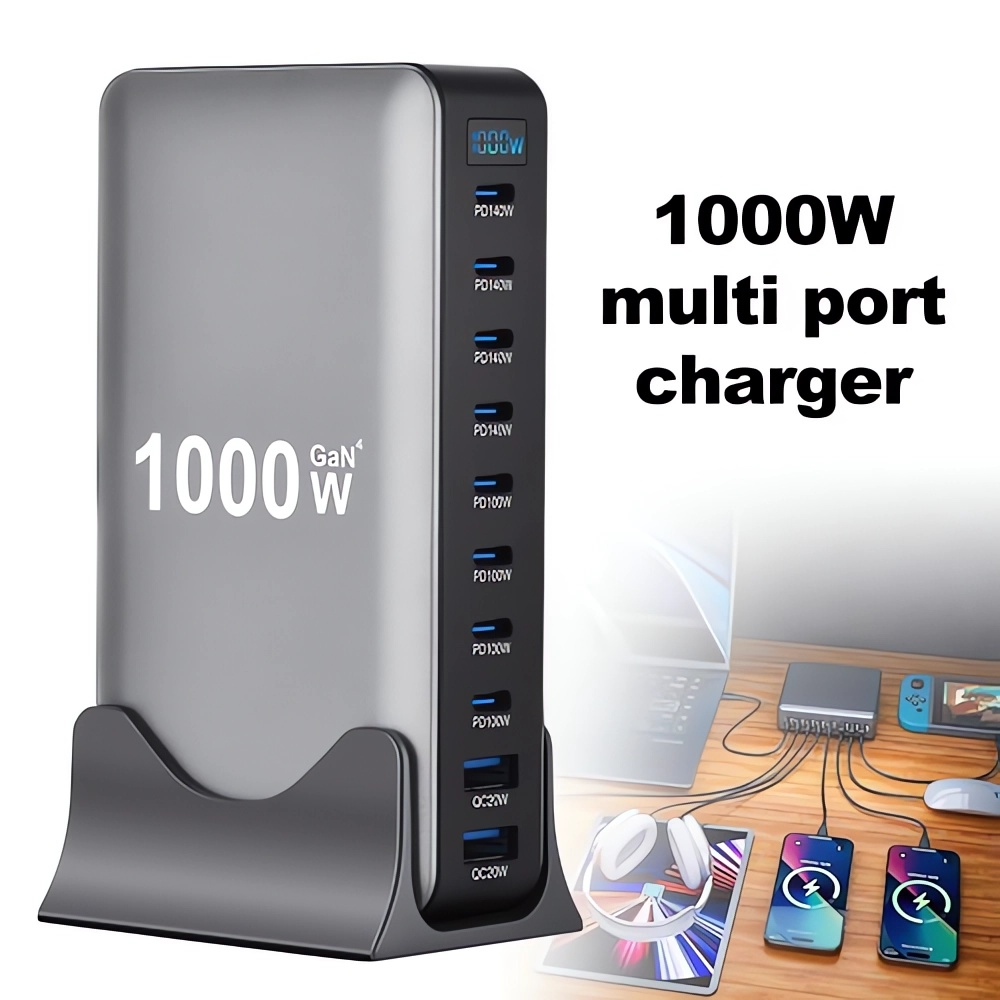 GaN1000W 10Ports Fast Charging Station USB&Type-C For  Laptops  MacBook photo 7