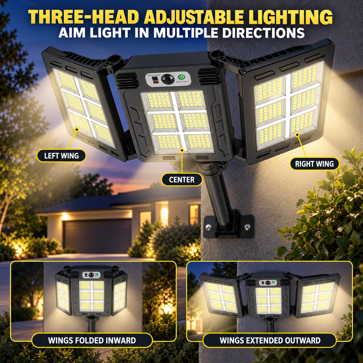 Solar Powered Rechargeable Motion Sensor LED Work Light 3000mAh For Auto W785 6 2 Hour photo 7