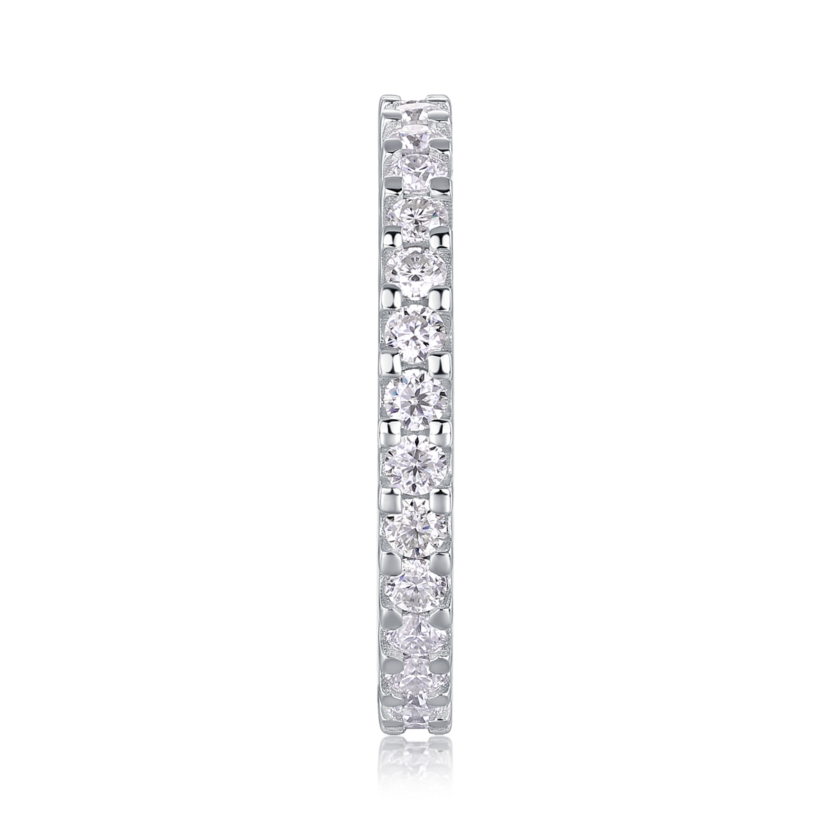 S925 Silver 1.7g Platinum Plated Moissanite Eternity Ring, 2.0mm 30pcs D VVS1 Pave Band, GRA Certified US 5-9 photo 6