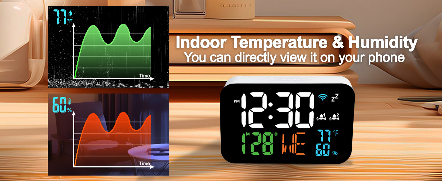 Temperature And Humidity Clock, Alarm Clock, Automatic Clock Calibration photo 3