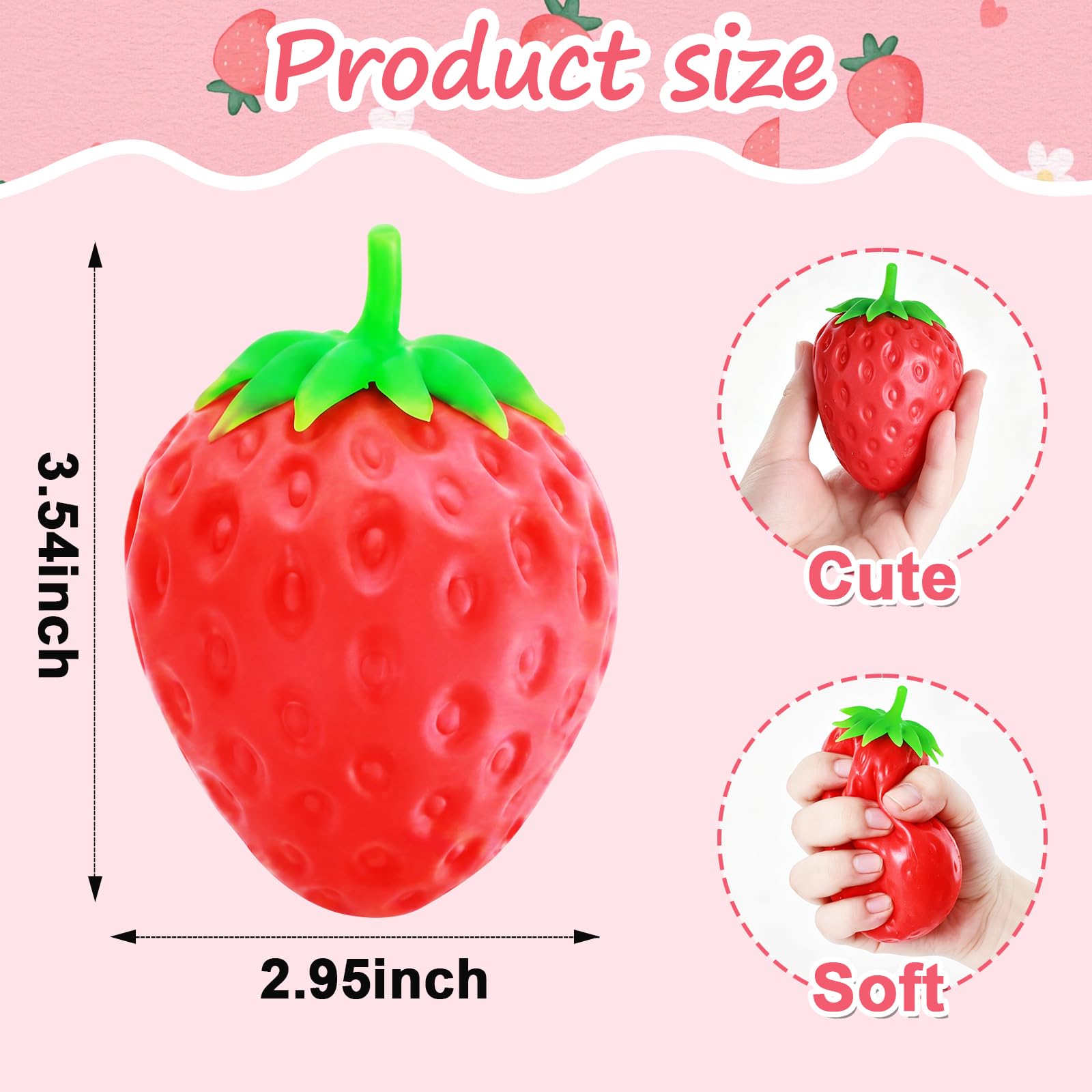 Strawberry , Strawberry Squishy Sensory Fidget Giant Jumbo Big Slow Rising Stress Ball Squeeze Toy Fruit Realistic For Relief, Adults Kids Gifts Party Favor  1pcs photo 2