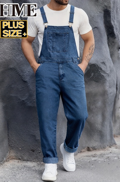 Plus Size Mens Denim Overalls Big And Tall Dark Indigo Loose Fit Bib Overalls US Ready StockPlus Size Mens Denim Overalls Big And Tall Dark Indigo Loose Fit Bib Overalls US Ready Stock photo 3